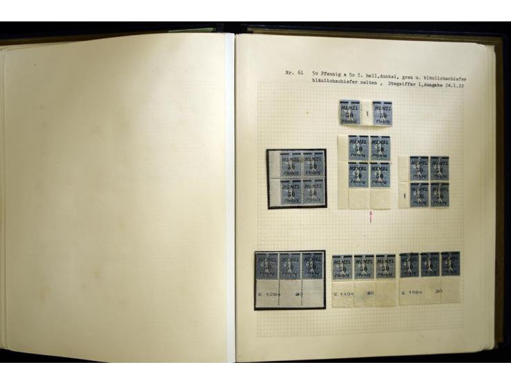 1920/22, vorwiegend ungebrauchte, 4-bändige Spezialsammlung von Druckdaten, Zwischenstegpaare und Millesime, dabei viele Einh