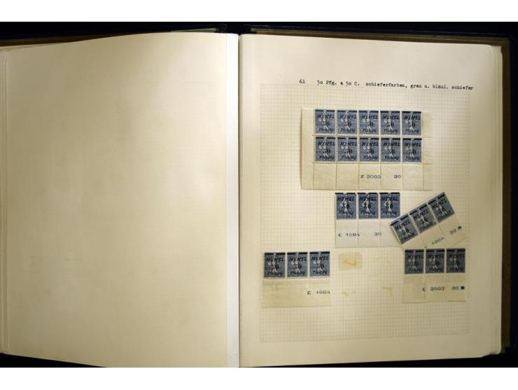 1920/22, vorwiegend ungebrauchte, 4-bändige Spezialsammlung von Druckdaten, Zwischenstegpaare und Millesime, dabei viele Einh