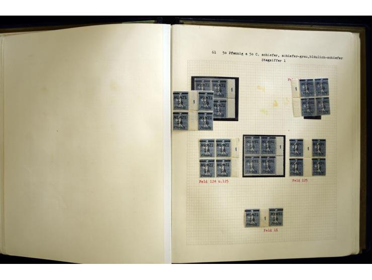 1920/22, vorwiegend ungebrauchte, 4-bändige Spezialsammlung von Druckdaten, Zwischenstegpaare und Millesime, dabei viele Einh