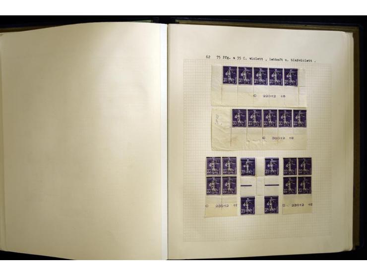 1920/22, vorwiegend ungebrauchte, 4-bändige Spezialsammlung von Druckdaten, Zwischenstegpaare und Millesime, dabei viele Einh