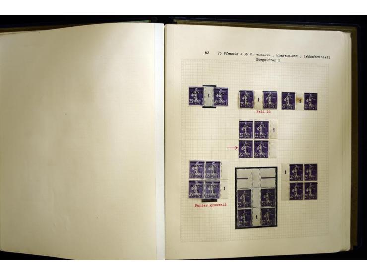 1920/22, vorwiegend ungebrauchte, 4-bändige Spezialsammlung von Druckdaten, Zwischenstegpaare und Millesime, dabei viele Einh