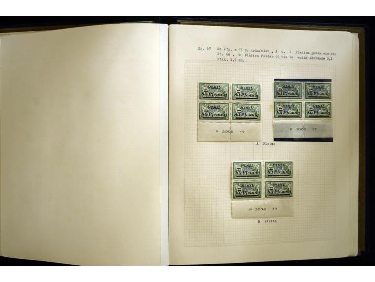 1920/22, vorwiegend ungebrauchte, 4-bändige Spezialsammlung von Druckdaten, Zwischenstegpaare und Millesime, dabei viele Einh