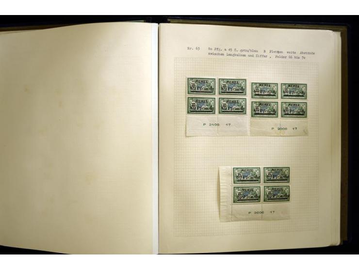 1920/22, vorwiegend ungebrauchte, 4-bändige Spezialsammlung von Druckdaten, Zwischenstegpaare und Millesime, dabei viele Einh