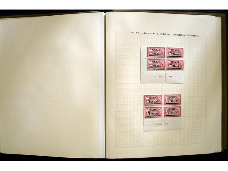 1920/22, vorwiegend ungebrauchte, 4-bändige Spezialsammlung von Druckdaten, Zwischenstegpaare und Millesime, dabei viele Einh