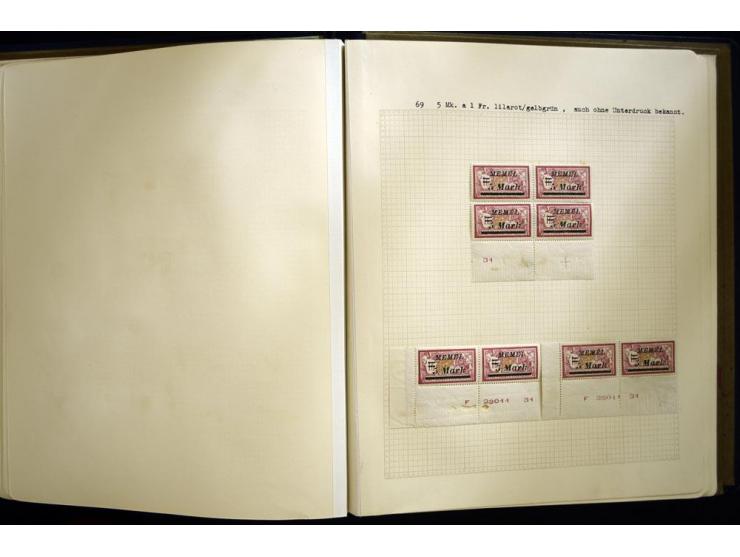 1920/22, vorwiegend ungebrauchte, 4-bändige Spezialsammlung von Druckdaten, Zwischenstegpaare und Millesime, dabei viele Einh