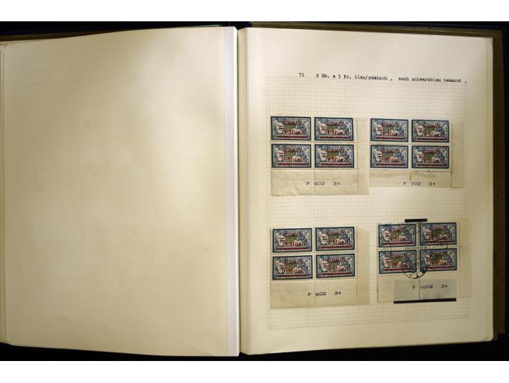 1920/22, vorwiegend ungebrauchte, 4-bändige Spezialsammlung von Druckdaten, Zwischenstegpaare und Millesime, dabei viele Einh