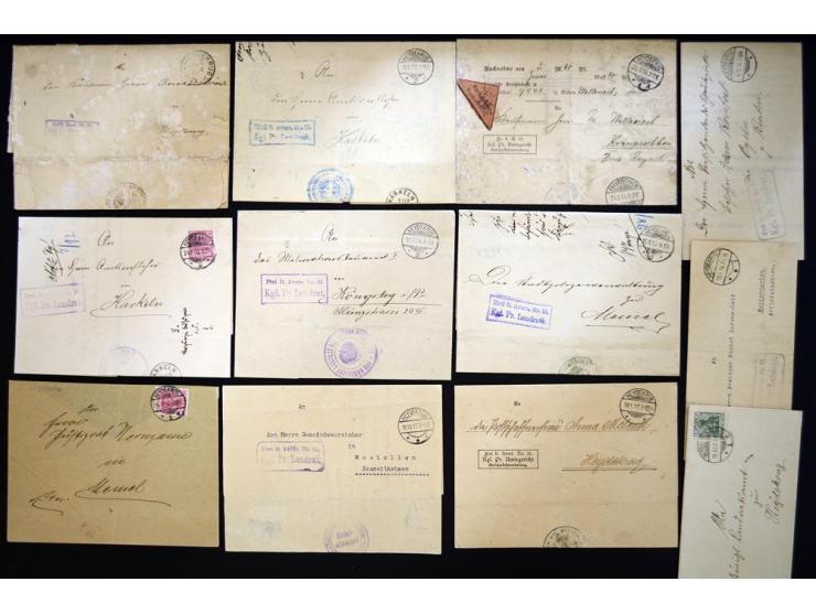 1900/22, über 40 Briefe und Karten sowie einige Briefstücke mit verschiedenen Stempeln, dabei u.a. "KINTEN", "KUGELEIT", "JAG