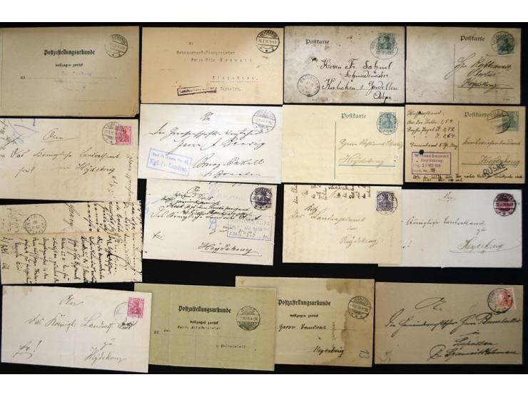 1900/22, über 40 Briefe und Karten sowie einige Briefstücke mit verschiedenen Stempeln, dabei u.a. "KINTEN", "KUGELEIT", "JAG