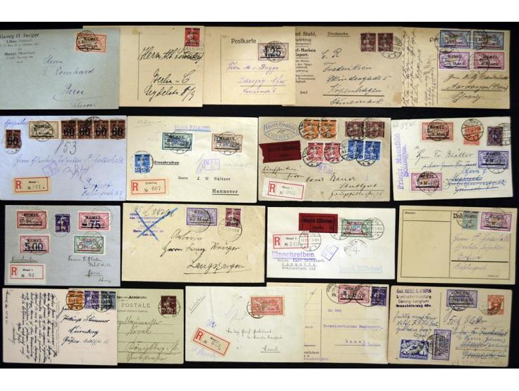 1920/22, französische Besetzung, umfangreiche Sammlung von über 140 Briefen und Karten, dabei bessere Frankaturen, R-Briefe, 