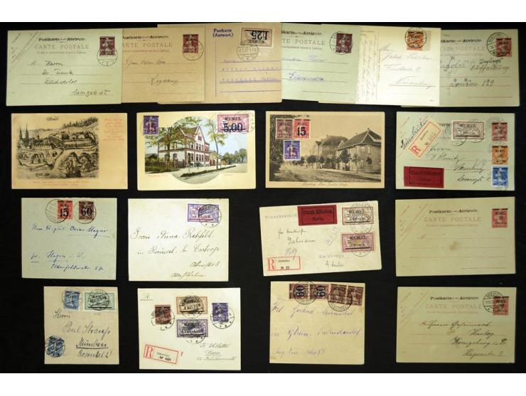 1920/22, französische Besetzung, umfangreiche Sammlung von über 140 Briefen und Karten, dabei bessere Frankaturen, R-Briefe, 