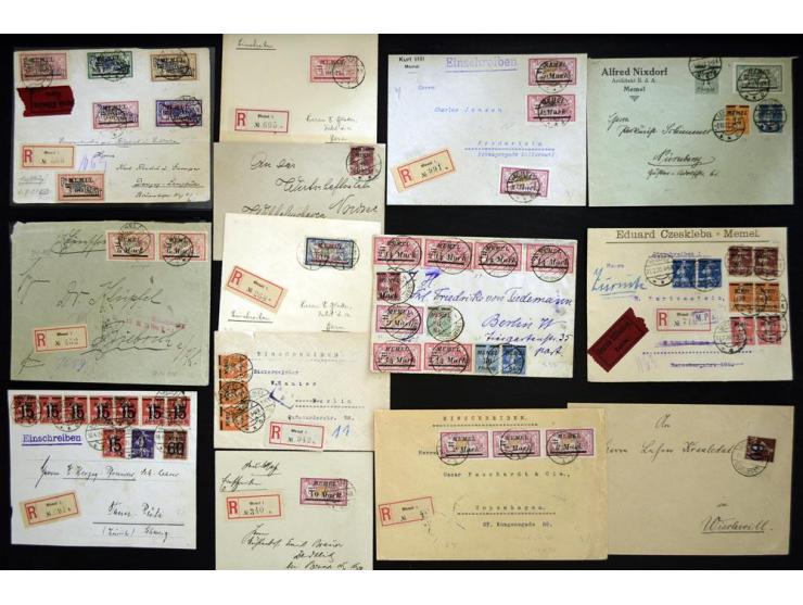 1920/22, französische Besetzung, umfangreiche Sammlung von über 140 Briefen und Karten, dabei bessere Frankaturen, R-Briefe, 