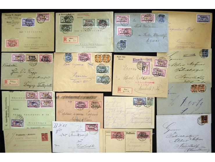 1920/22, französische Besetzung, umfangreiche Sammlung von über 140 Briefen und Karten, dabei bessere Frankaturen, R-Briefe, 
