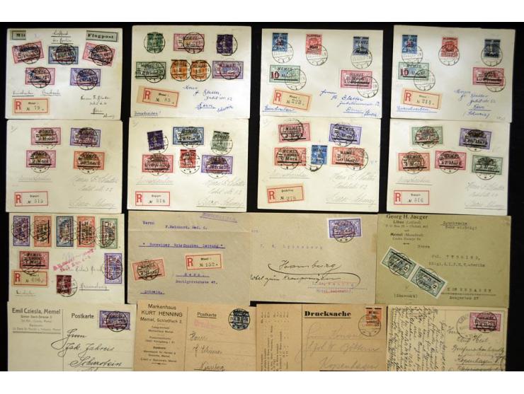 1920/22, französische Besetzung, umfangreiche Sammlung von über 140 Briefen und Karten, dabei bessere Frankaturen, R-Briefe, 