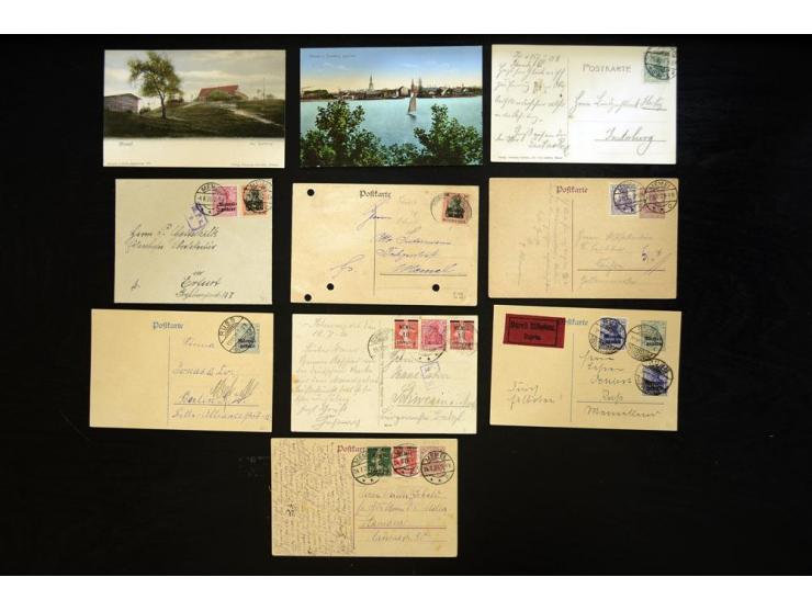 1920, Germania, 18 Briefe und Ganzsachen, dabei Vorläufer, Bahnpost, Einschreiben und Mischfrankaturen mit franz. Ausgaben, m
