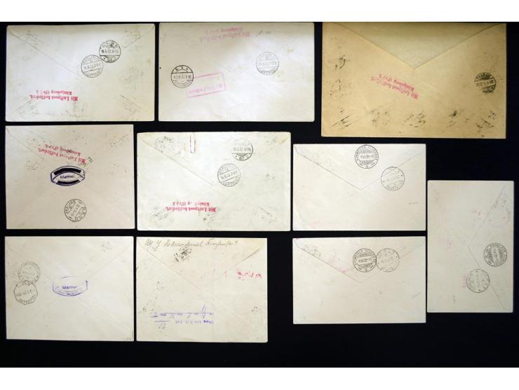 1922, Flugpost, 10 Briefe mit teils besseren Frankaturen, meist gute Erhaltung