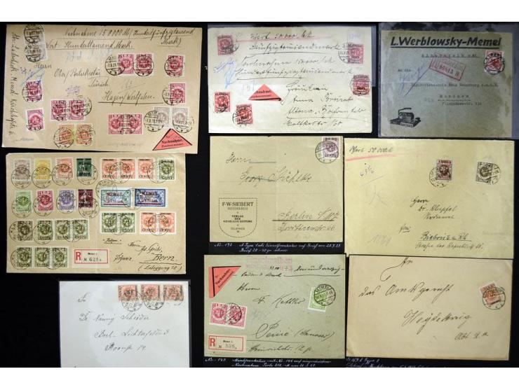 1923, litauische Besetzuzng, hochinteressante Sammlung von über 80 Karten und Briefen, dabei verschiedene Stempel, gute Frank