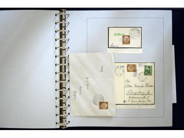 1939, deutsche und litauische Stempel, sehr interessante 2-bändige Sammlung von AGLOHNEN (AGLONENAI) bis WISCHWILL (VIESVILE)