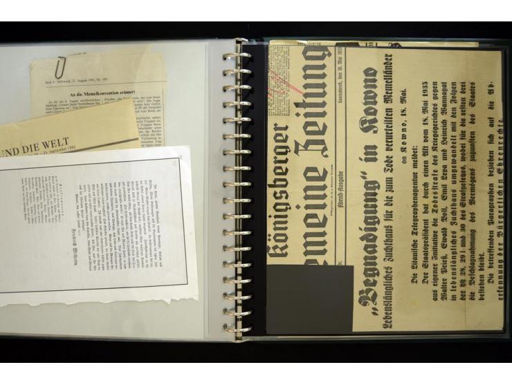 1939, Rückgabe des Memelgebietes an das Deutsche Reich, interessante Sammlung von 12 Fotos und einigen Zeitungsberichten