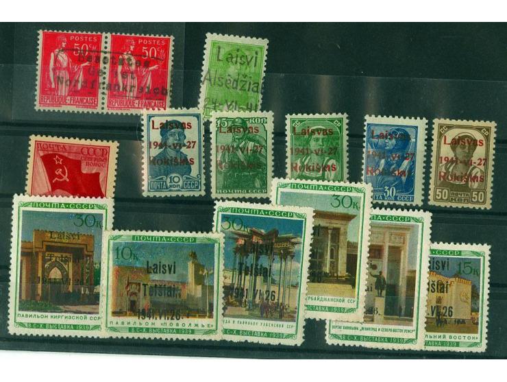 1941, interessante meist ungebrauche und postfrische Partie, dabei Litauen Mi.-Nr. 17II ungebraucht, Alsedschen Mi.-Nr. 1 ung