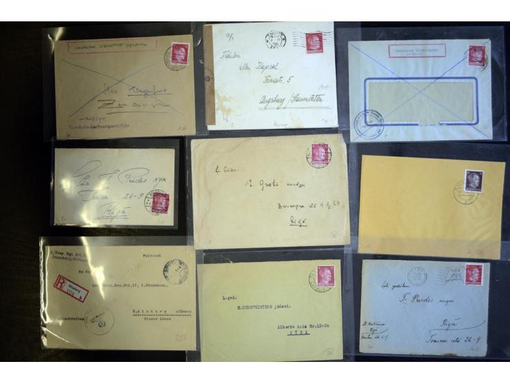 1941/44, sehr interessante Partie von über 200 Briefen, Postkarten und Formularen aus Estland, Lettland und Litauen, dabei Ei