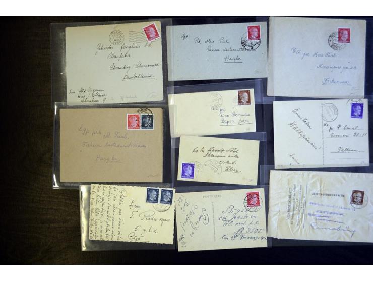 1941/44, sehr interessante Partie von über 200 Briefen, Postkarten und Formularen aus Estland, Lettland und Litauen, dabei Ei