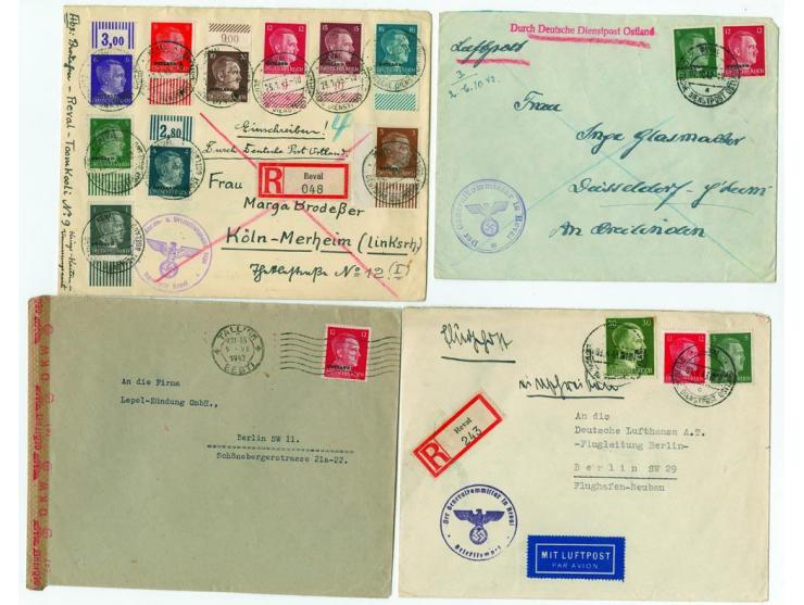 1941/44, 25 Briefe und Karten dabei auch Estland und DPO, dabei Flugpost sowie R- und Zensurbriefe, gute Erhaltung