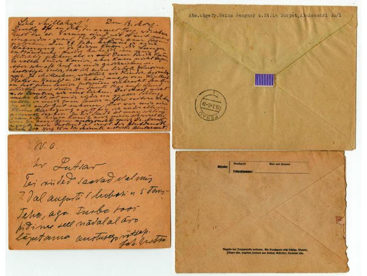 1941/44, 25 Briefe und Karten dabei auch Estland und DPO, dabei Flugpost sowie R- und Zensurbriefe, gute Erhaltung