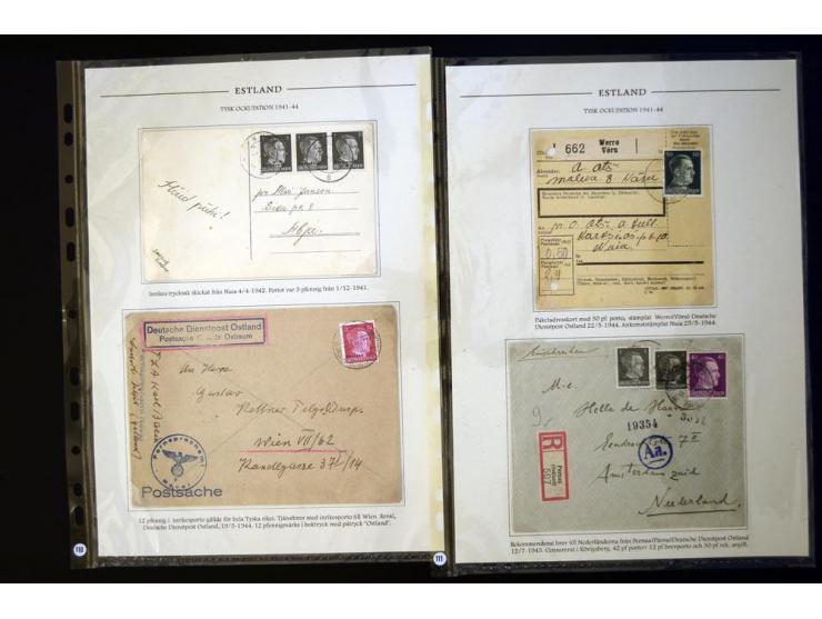 ESTLAND: 1941/44, 50 Briefe und Karten, dabei R-Briefe, Zensuren und Paketkarten, meist gute Erhaltungen