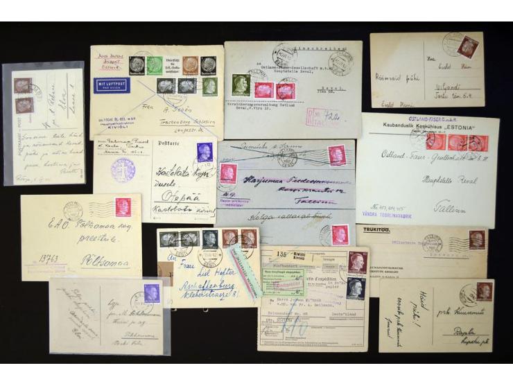 ESTLAND: 1941/44, 50 Briefe und Karten, dabei R-Briefe, Zensuren und Paketkarten, meist gute Erhaltungen