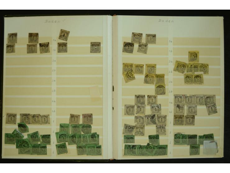 1849/1945(ca.), ARBEITSMATERIAL EINES BRIEFMARKENRESTAURATORS, hochinteressanter Bestand in Steckalben und Tütchen, dabei  vi