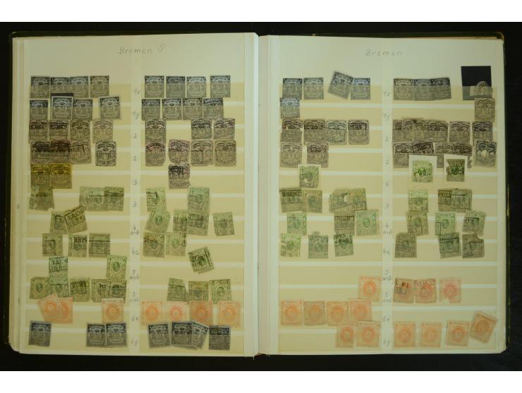 1849/1945(ca.), ARBEITSMATERIAL EINES BRIEFMARKENRESTAURATORS, hochinteressanter Bestand in Steckalben und Tütchen, dabei  vi