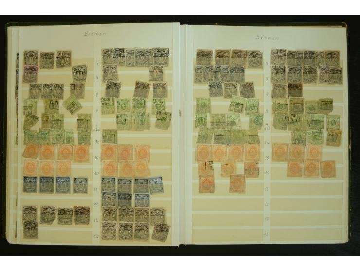 1849/1945(ca.), ARBEITSMATERIAL EINES BRIEFMARKENRESTAURATORS, hochinteressanter Bestand in Steckalben und Tütchen, dabei  vi
