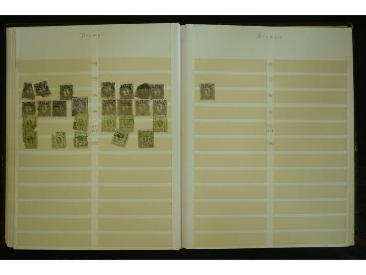 1849/1945(ca.), ARBEITSMATERIAL EINES BRIEFMARKENRESTAURATORS, hochinteressanter Bestand in Steckalben und Tütchen, dabei  vi