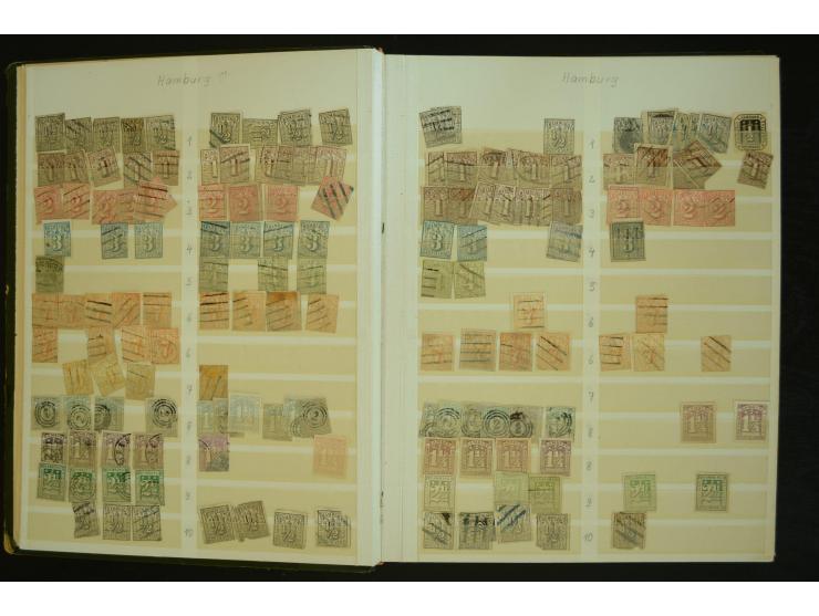 1849/1945(ca.), ARBEITSMATERIAL EINES BRIEFMARKENRESTAURATORS, hochinteressanter Bestand in Steckalben und Tütchen, dabei  vi