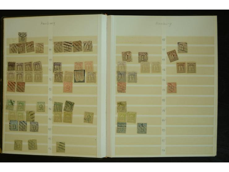 1849/1945(ca.), ARBEITSMATERIAL EINES BRIEFMARKENRESTAURATORS, hochinteressanter Bestand in Steckalben und Tütchen, dabei  vi