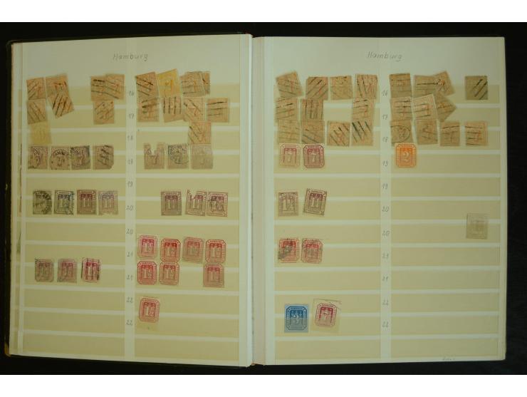 1849/1945(ca.), ARBEITSMATERIAL EINES BRIEFMARKENRESTAURATORS, hochinteressanter Bestand in Steckalben und Tütchen, dabei  vi