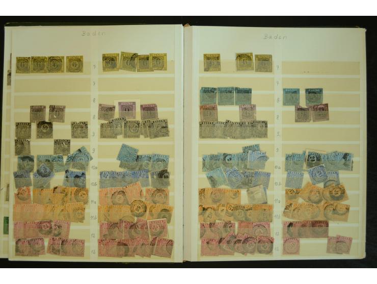 1849/1945(ca.), ARBEITSMATERIAL EINES BRIEFMARKENRESTAURATORS, hochinteressanter Bestand in Steckalben und Tütchen, dabei  vi