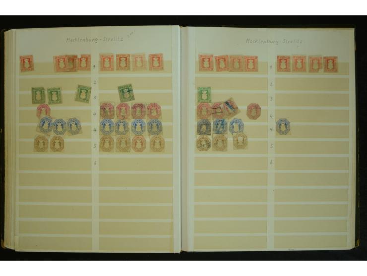 1849/1945(ca.), ARBEITSMATERIAL EINES BRIEFMARKENRESTAURATORS, hochinteressanter Bestand in Steckalben und Tütchen, dabei  vi