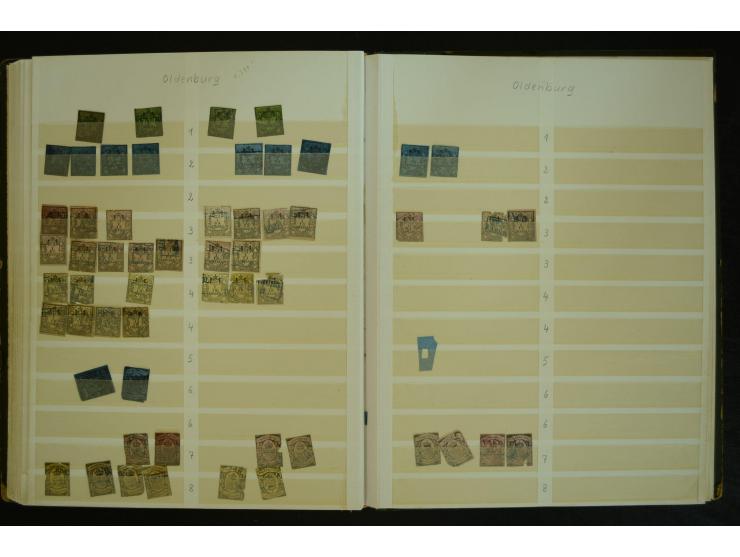 1849/1945(ca.), ARBEITSMATERIAL EINES BRIEFMARKENRESTAURATORS, hochinteressanter Bestand in Steckalben und Tütchen, dabei  vi