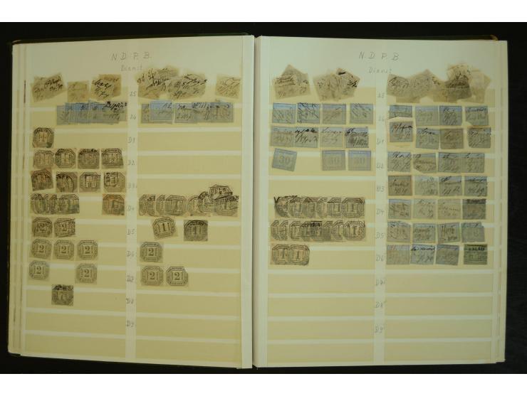 1849/1945(ca.), ARBEITSMATERIAL EINES BRIEFMARKENRESTAURATORS, hochinteressanter Bestand in Steckalben und Tütchen, dabei  vi