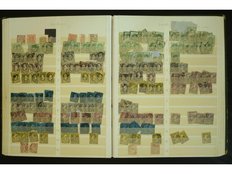 1849/1945(ca.), ARBEITSMATERIAL EINES BRIEFMARKENRESTAURATORS, hochinteressanter Bestand in Steckalben und Tütchen, dabei  vi