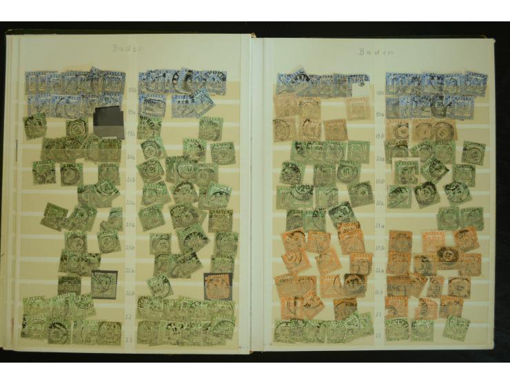 1849/1945(ca.), ARBEITSMATERIAL EINES BRIEFMARKENRESTAURATORS, hochinteressanter Bestand in Steckalben und Tütchen, dabei  vi