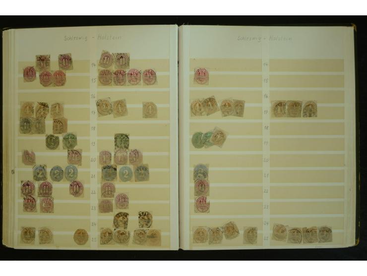 1849/1945(ca.), ARBEITSMATERIAL EINES BRIEFMARKENRESTAURATORS, hochinteressanter Bestand in Steckalben und Tütchen, dabei  vi