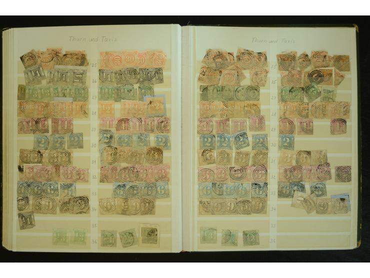 1849/1945(ca.), ARBEITSMATERIAL EINES BRIEFMARKENRESTAURATORS, hochinteressanter Bestand in Steckalben und Tütchen, dabei  vi