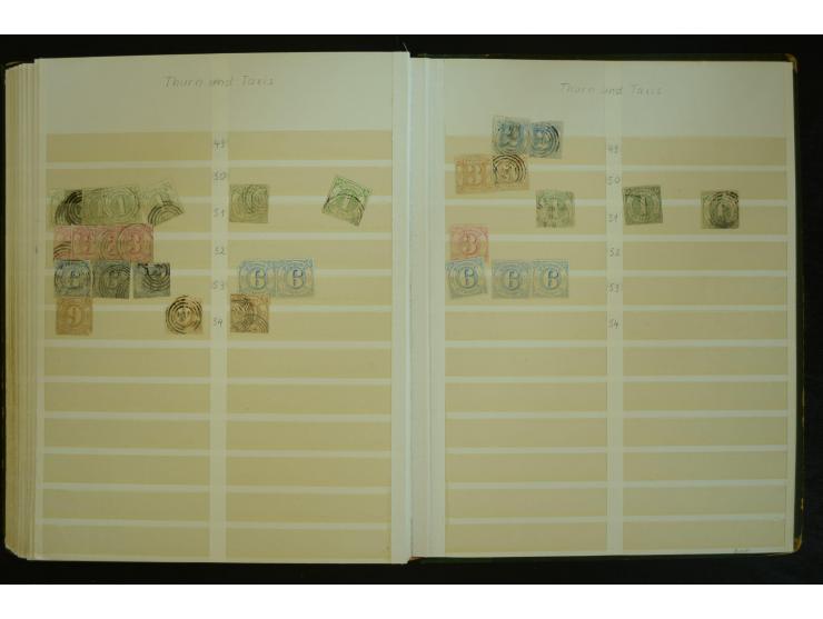 1849/1945(ca.), ARBEITSMATERIAL EINES BRIEFMARKENRESTAURATORS, hochinteressanter Bestand in Steckalben und Tütchen, dabei  vi