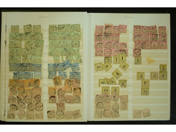 1849/1945(ca.), ARBEITSMATERIAL EINES BRIEFMARKENRESTAURATORS, hochinteressanter Bestand in Steckalben und Tütchen, dabei  vi