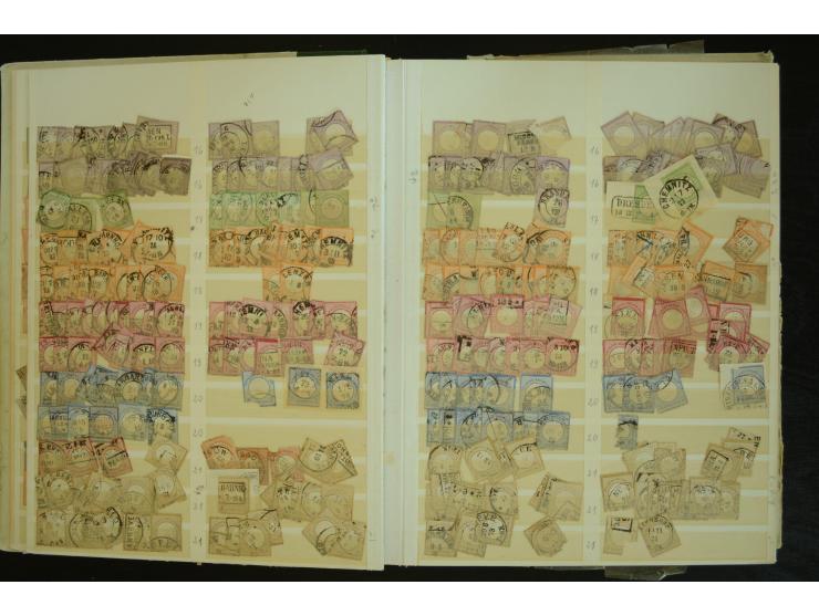 1849/1945(ca.), ARBEITSMATERIAL EINES BRIEFMARKENRESTAURATORS, hochinteressanter Bestand in Steckalben und Tütchen, dabei  vi