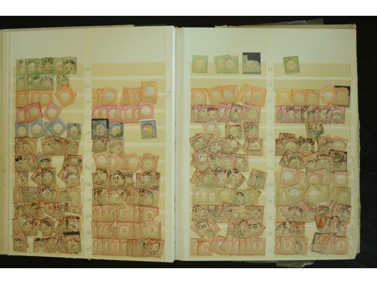 1849/1945(ca.), ARBEITSMATERIAL EINES BRIEFMARKENRESTAURATORS, hochinteressanter Bestand in Steckalben und Tütchen, dabei  vi