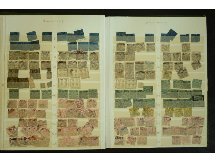 1849/1945(ca.), ARBEITSMATERIAL EINES BRIEFMARKENRESTAURATORS, hochinteressanter Bestand in Steckalben und Tütchen, dabei  vi