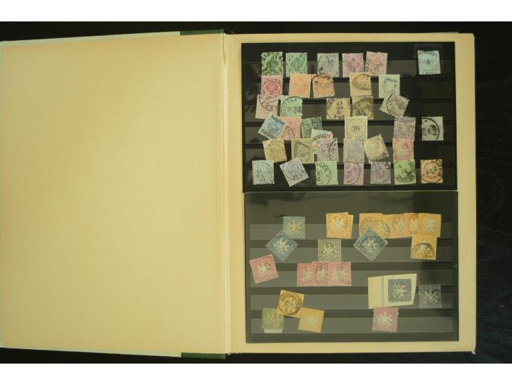 1849/1945(ca.), ARBEITSMATERIAL EINES BRIEFMARKENRESTAURATORS, hochinteressanter Bestand in Steckalben und Tütchen, dabei  vi